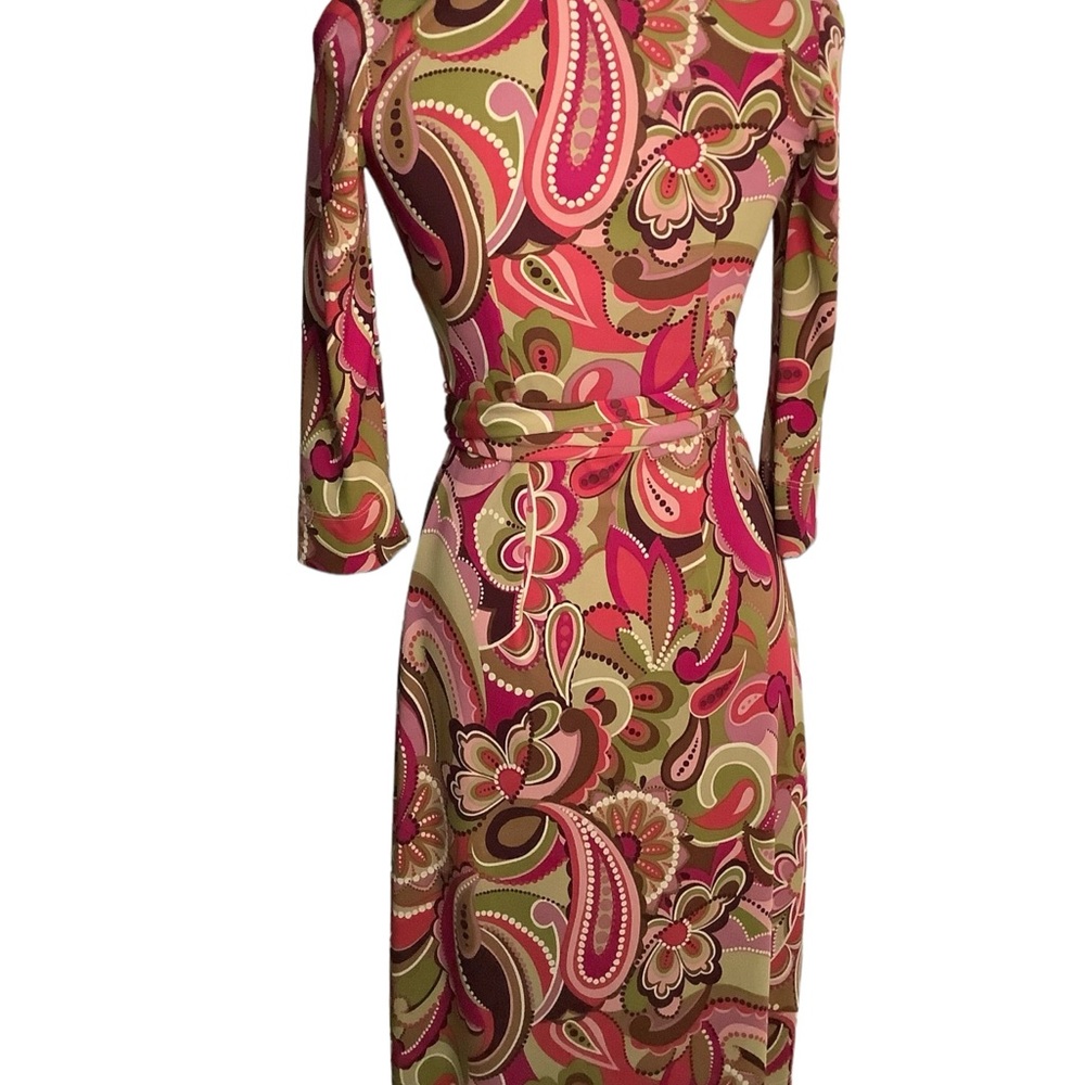 RUBY SIZE 2 RETRO‎ VINTAGE WRAP AROUND MIDI Long Sleeve DRESS. Y2K,hippie - Picture 7 of 16